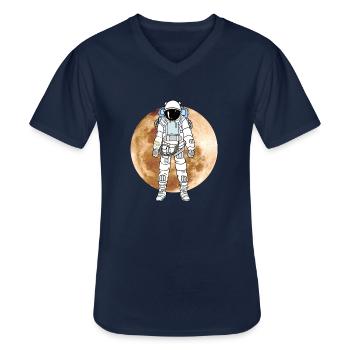Astronaute, lune, alunissage, NASA - T-shirt col V Homme - marine - Devant - AI Model Male 178 dark (178cm)