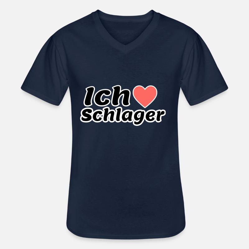 Ich liebe Schlager - Männer-T-Shirt mit V-Ausschnitt - Navy
