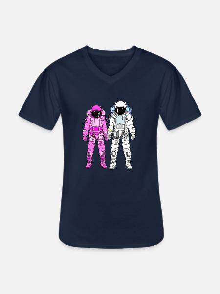 Astronaut couple - Men's V-Neck T-Shirt - navy