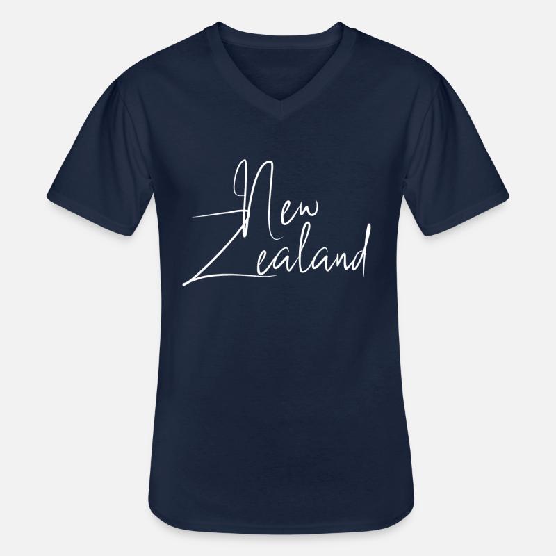 Neuseeland - Männer-T-Shirt mit V-Ausschnitt - Navy