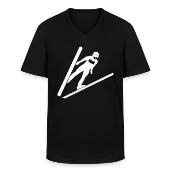 Cavalier de ski - T-shirt col V Homme - noir - Devant - AI Model Male 178 dark (178cm)