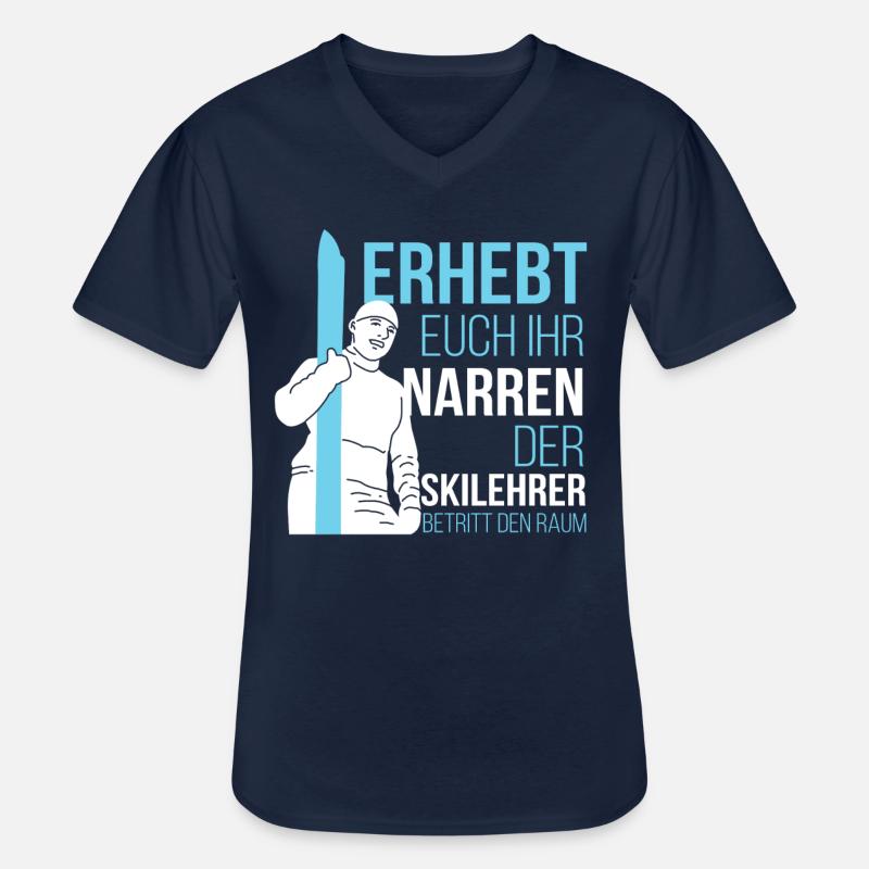 Skilehrer Ski Wintersport - Männer-T-Shirt mit V-Ausschnitt - Navy
