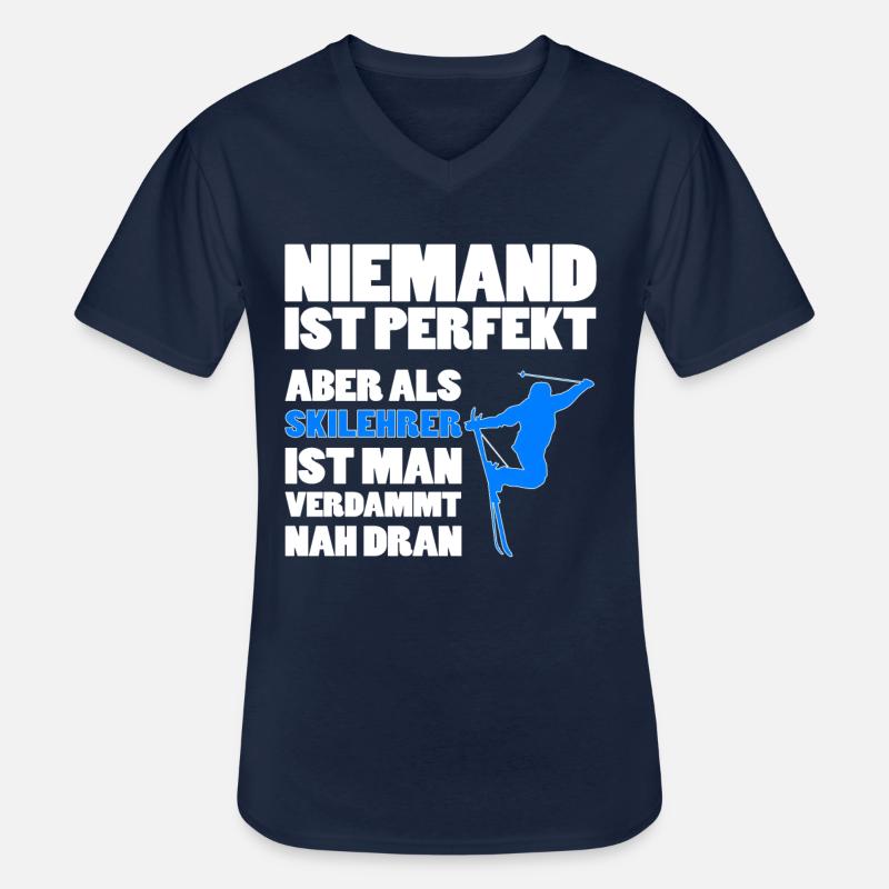 Skilehrer Spruch - Männer-T-Shirt mit V-Ausschnitt - Navy