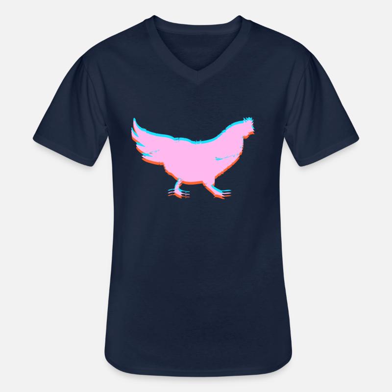 Huhn Hühnchen 3D Effekt - Männer-T-Shirt mit V-Ausschnitt - Navy
