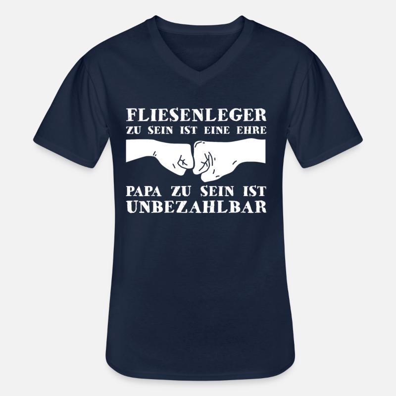 Fliesenleger Papa - Männer-T-Shirt mit V-Ausschnitt - Navy