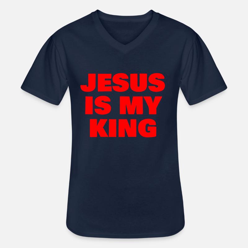 Jesus is my KING - Männer-T-Shirt mit V-Ausschnitt - Navy