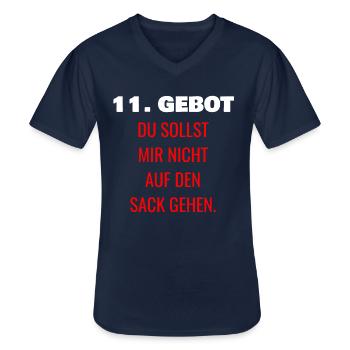 11. Gebot DU SOLLST MIR NICHT AUF DEN SACK GEHEN - Männer-T-Shirt mit V-Ausschnitt - Navy - Vorne - AI Model Male 178 dark (178cm)