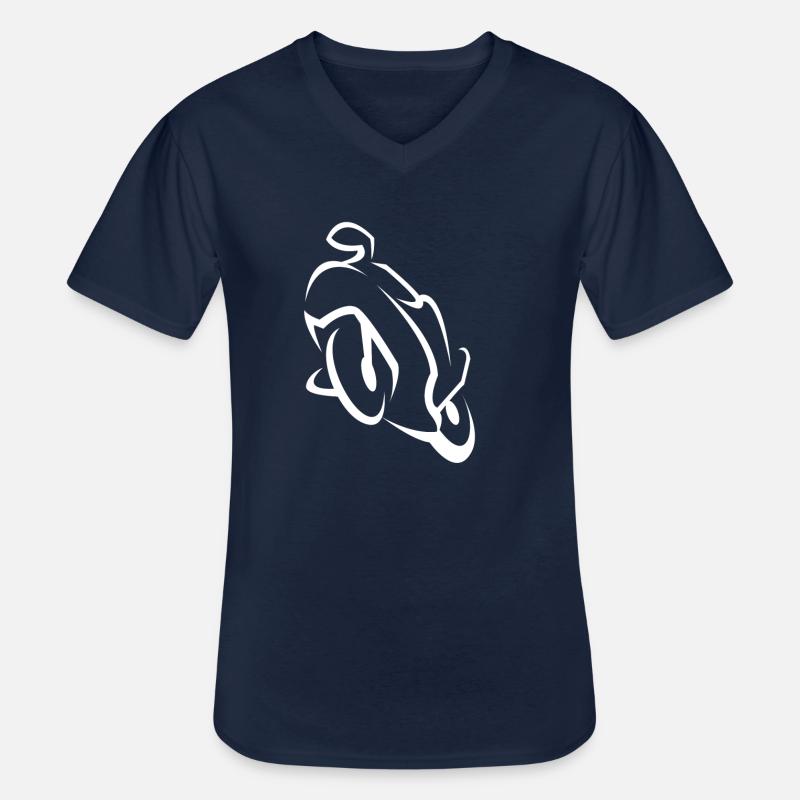 Motorrad - Männer-T-Shirt mit V-Ausschnitt - Navy