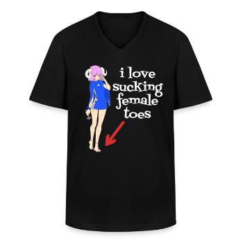i love sucking female toes - Männer-T-Shirt mit V-Ausschnitt - Schwarz - Vorne - AI Model Male 178 dark (178cm)
