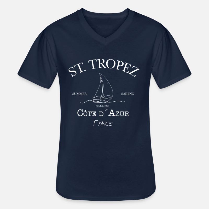 St Tropez - Männer-T-Shirt mit V-Ausschnitt - Navy