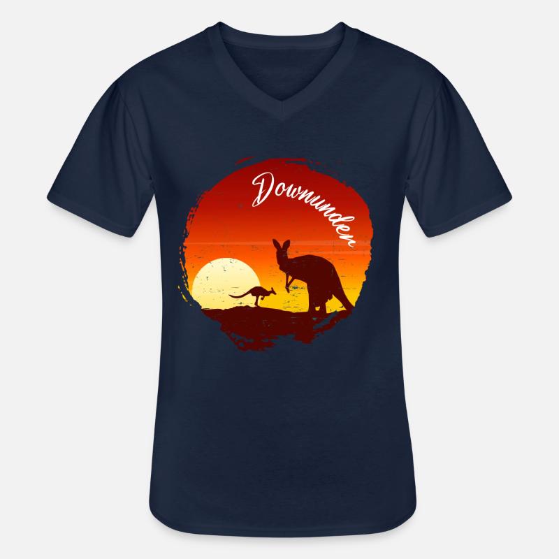 Downunder - Australien - Männer-T-Shirt mit V-Ausschnitt - Navy