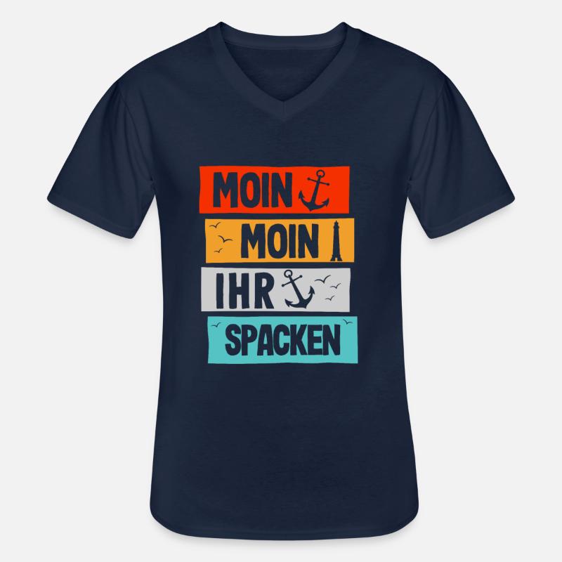 Moin Ihr Spacken - Männer-T-Shirt mit V-Ausschnitt - Navy