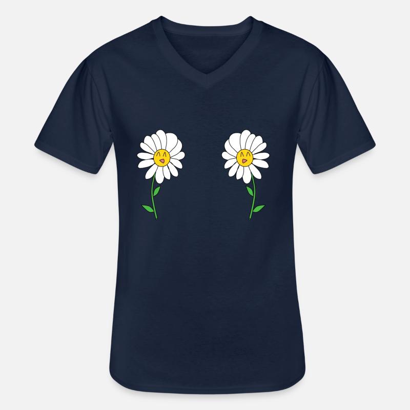 Gänseblümchen - Männer-T-Shirt mit V-Ausschnitt - Navy