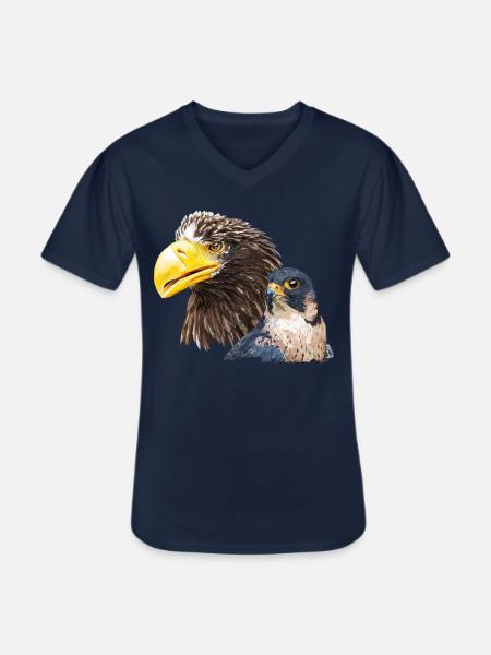 Pigargo géant et faucon pèlerin - T-shirt col V Homme - marine