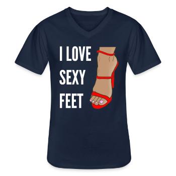 I love sexy Feet - Männer-T-Shirt mit V-Ausschnitt - Navy - Vorne - AI Model Male 178 dark (178cm)