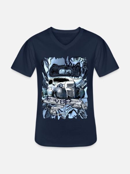 V8 Fargo Lastbil Blå Special Limited Edition - Klassisk herre T-shirt med V-udskæring - marineblå