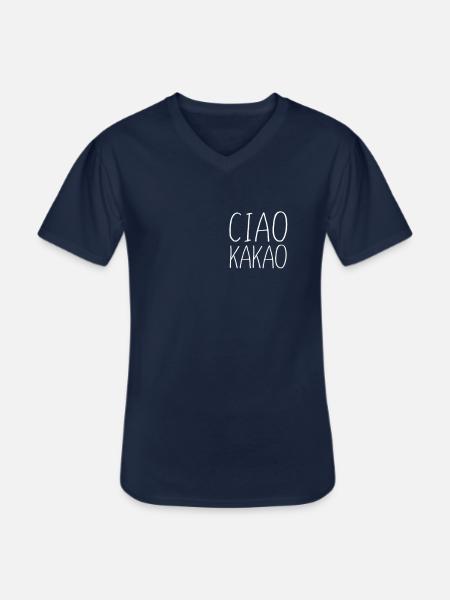 Ciao Kakao - Tschüß Schokolade Spuch - Männer-T-Shirt mit V-Ausschnitt - Navy