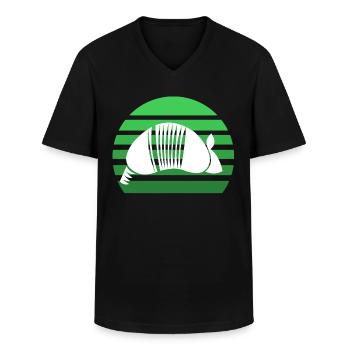 Tatoué coucher du soleil - T-shirt col V Homme - noir - Devant - AI Model Male 178 dark (178cm)