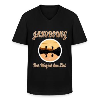 Jakobsweg der weg ist das ziel - Männer-T-Shirt mit V-Ausschnitt - Schwarz - Vorne - AI Model Male 178 dark (178cm)