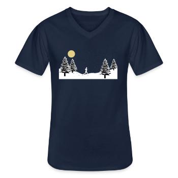 Running Winter - Männer-T-Shirt mit V-Ausschnitt - Navy - Vorne - AI Model Male 178 dark (178cm)
