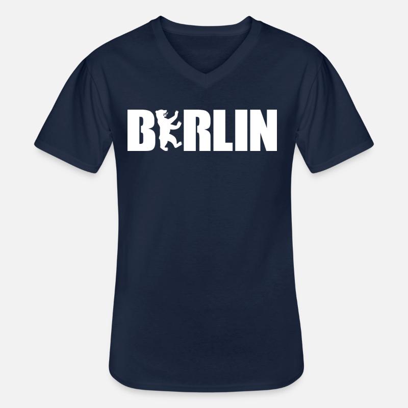 Berliner Bär - Männer-T-Shirt mit V-Ausschnitt - Navy