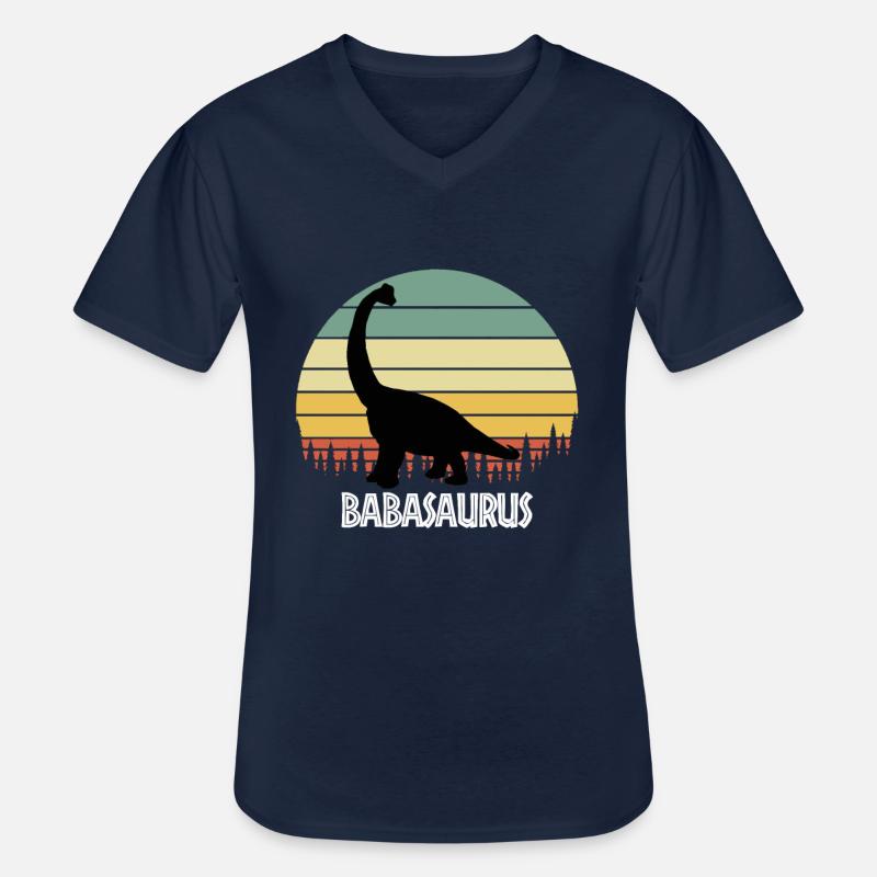 BABASAURUS BABA SAURUS BABA DINOSAUR - Men's V-Neck T-Shirt - navy