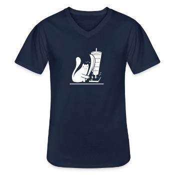 Katze und Döner - Männer-T-Shirt mit V-Ausschnitt - Navy - Vorne - AI Model Male 178 dark (178cm)