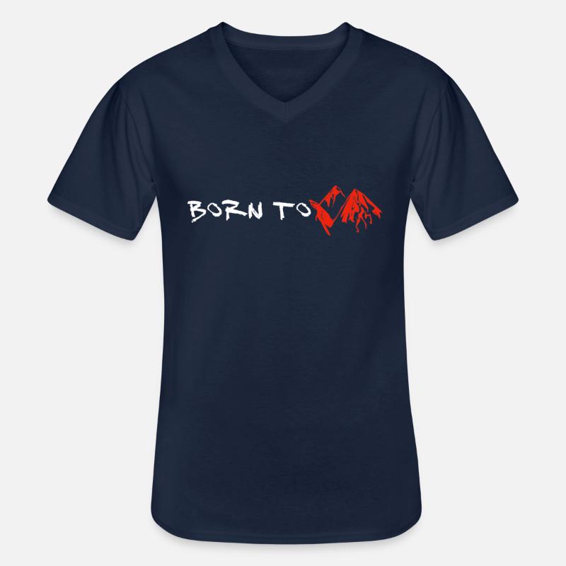 Born to Mountain - Männer-T-Shirt mit V-Ausschnitt - Navy
