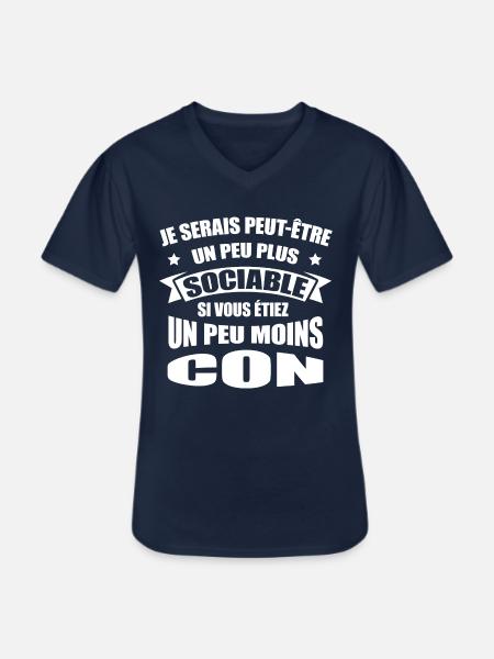 SOCIABLE AUX MOINS CONS - T-shirt col V Homme - marine