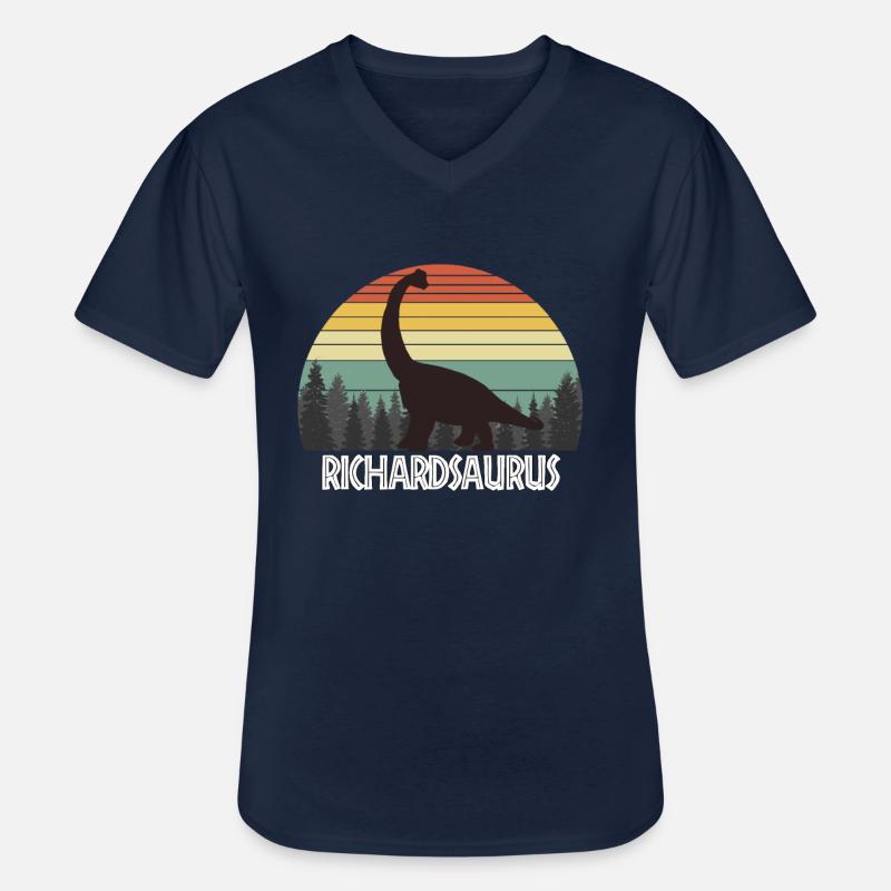 RICHARDSAURUS RICHARD SAURUS RICHARD DINOSAUR - Männer-T-Shirt mit V-Ausschnitt - Navy