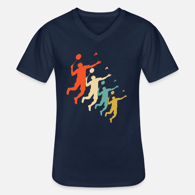 badmintion retro design - Männer-T-Shirt mit V-Ausschnitt - Navy