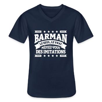 BARMAN - T-shirt col V Homme - marine - Devant - AI Model Male 178 dark (178cm)