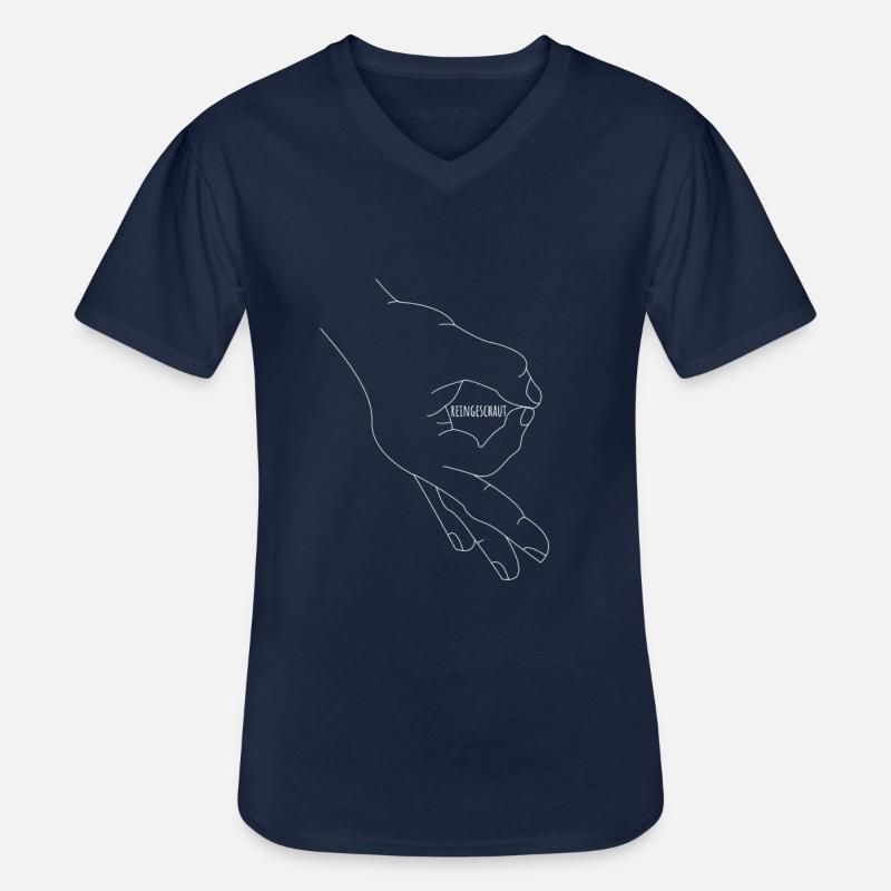 Reingeschaut Reingeguckt Retro Meme - Männer-T-Shirt mit V-Ausschnitt - Navy