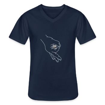 Reingeschaut Reingeguckt Retro Meme - Männer-T-Shirt mit V-Ausschnitt - Navy - Vorne - AI Model Male 178 dark (178cm)