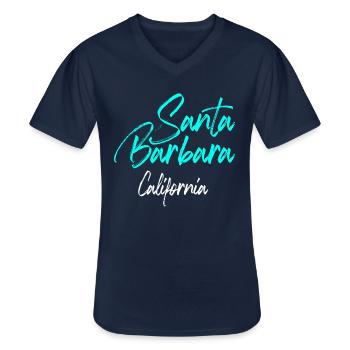 Santa Barbara California - T-shirt col V Homme - marine - Devant - AI Model Male 178 dark (178cm)