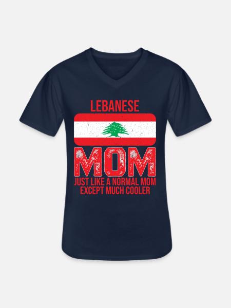 Libanesisk mamma Libanon flagga för mors dag - T-shirt med V-ringning herr - marinblå