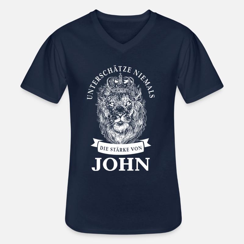 John Geschenk Name Löwe - Männer-T-Shirt mit V-Ausschnitt - Navy