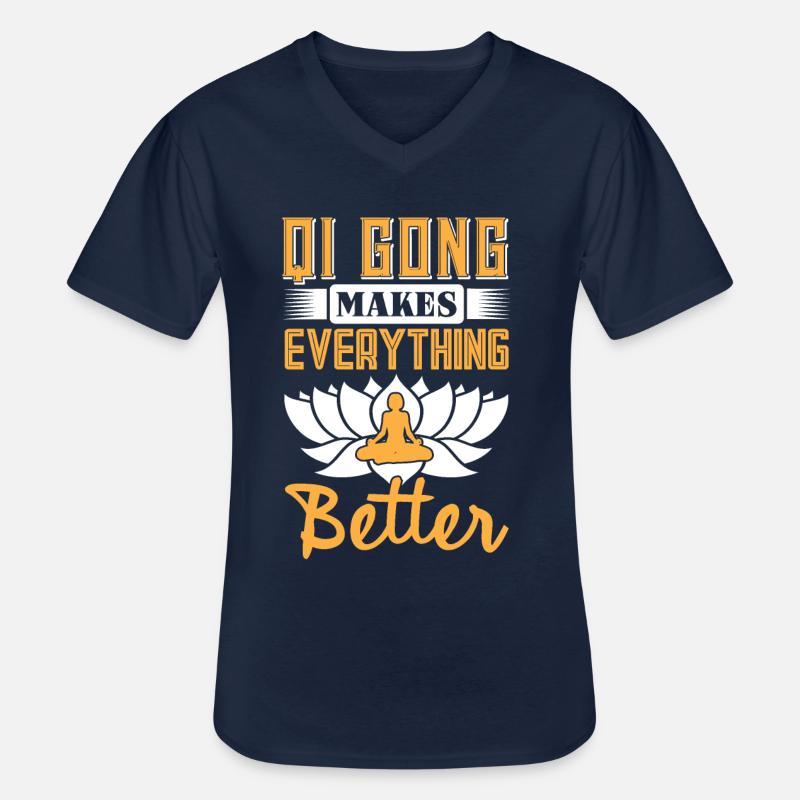 Qi Gong makes everything better - Männer-T-Shirt mit V-Ausschnitt - Navy