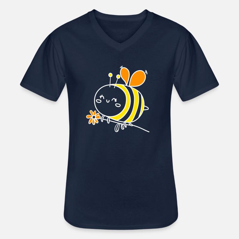 Biene mit blume - Männer-T-Shirt mit V-Ausschnitt - Navy