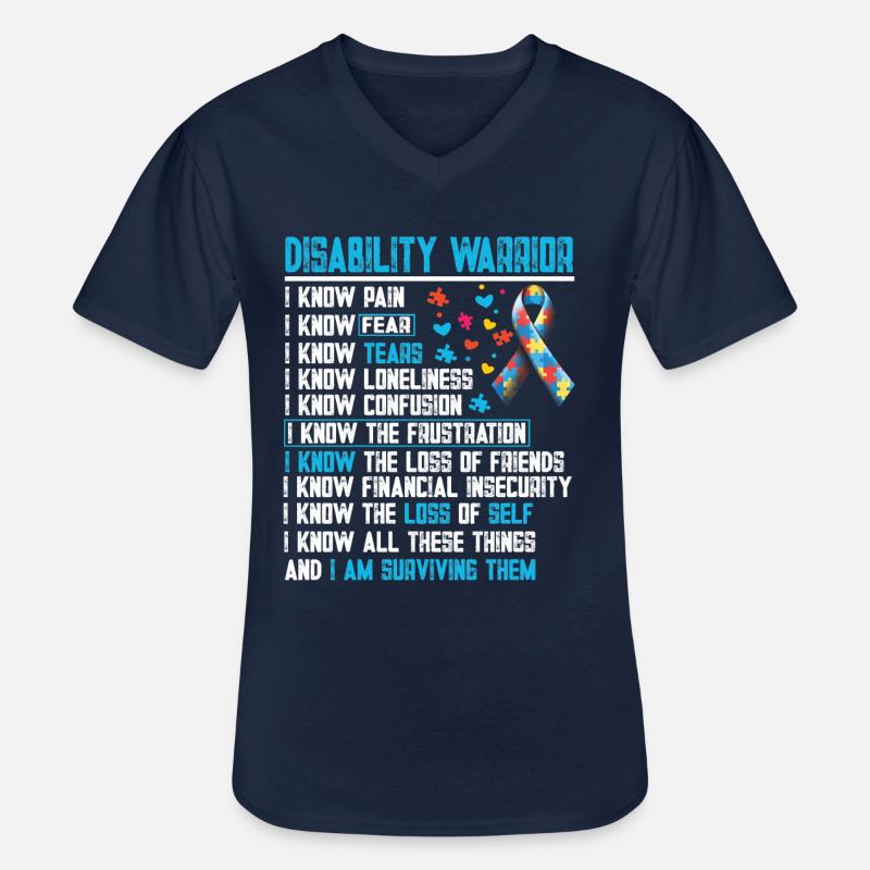 DISABILITY WARRIOR - Männer-T-Shirt mit V-Ausschnitt - Navy