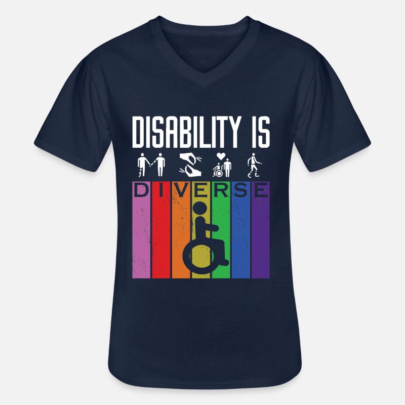 DISABILITY IS DIVERSE - Männer-T-Shirt mit V-Ausschnitt - Navy