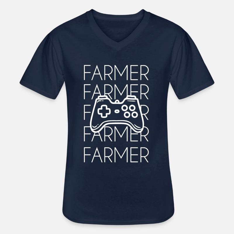 Simulateur agricole Farmer Joypad - T-shirt col V Homme - marine