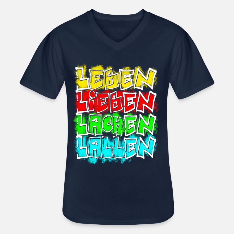 leben lieben etc weiss - Männer-T-Shirt mit V-Ausschnitt - Navy