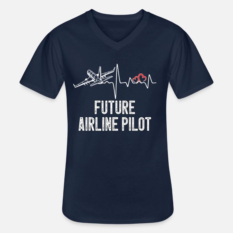 Framtida pilot hjärtslag flygplan - T-shirt med V-ringning herr - marinblå