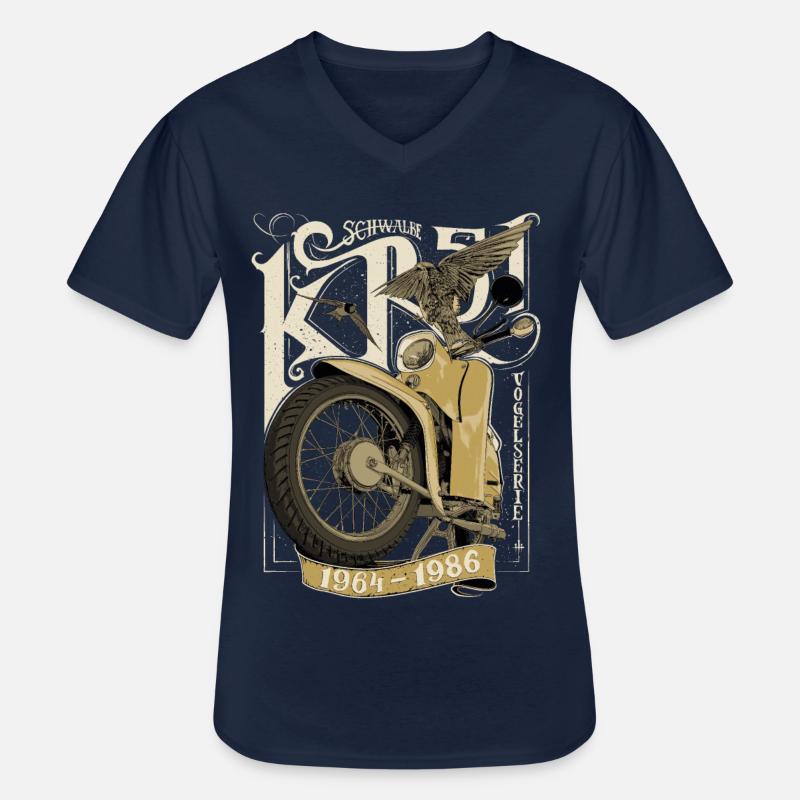 Simson Schwalbe KR51 - Männer-T-Shirt mit V-Ausschnitt - Navy