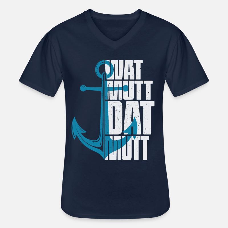 Wat Mutt Dat Mutt - T-shirt col V Homme - marine