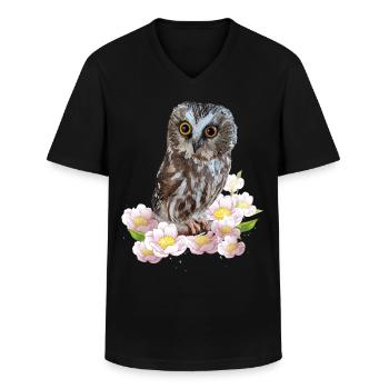 Northern owl - Men's V-Neck T-Shirt - black - Front - AI Model Male 178 dark (178cm)