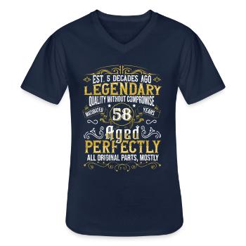 Vintage Legendary - Aged perfectly 58th birthday - Men's V-Neck T-Shirt - navy - Front - AI Model Male 178 dark (178cm)