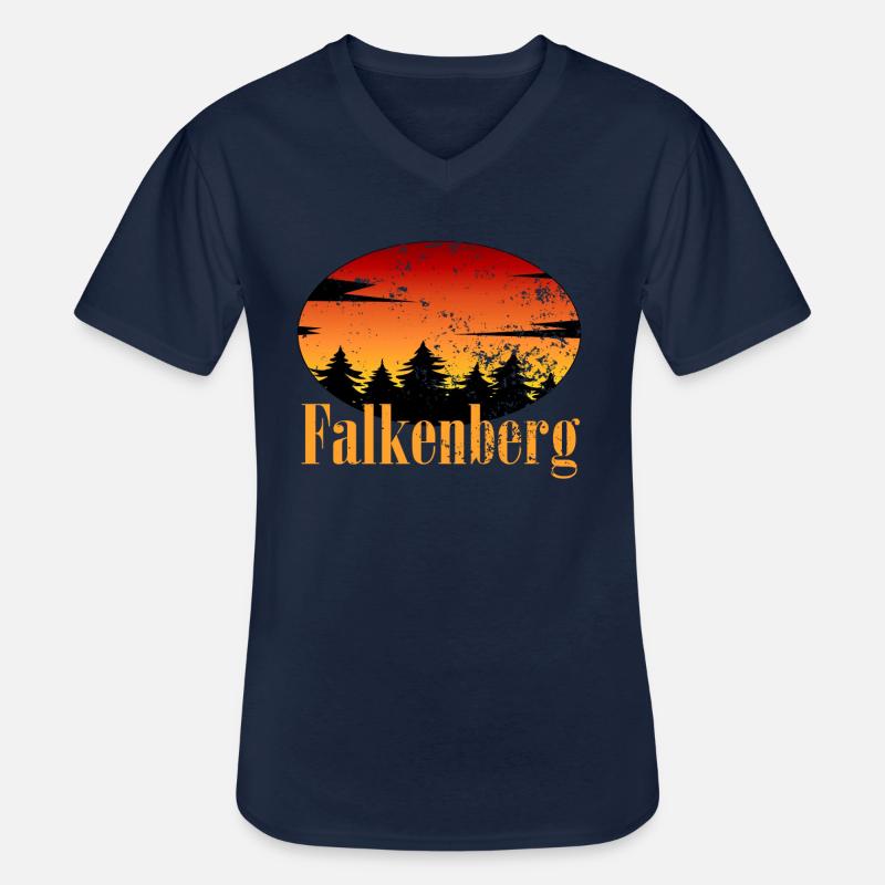 Falkenberg Elster - Männer-T-Shirt mit V-Ausschnitt - Navy