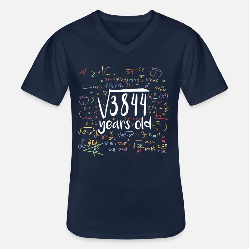 Radice quadrata di 3844 Math Nerd 62 ° compleanno - Maglietta da uomo classica con scollo a V - navy